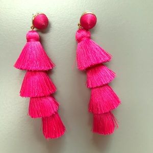 Neon Pink Gabriela Fringe Earrings - Baublebar